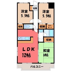 宇都宮駅 バス15分  スーパーオータニ前下車：停歩4分 4階の物件間取画像